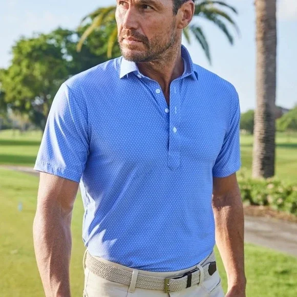 Collars & Co Featherweight Dress Collar Blue Grove Flex Polo Shirt XL Relaxed - Picture 11 of 11